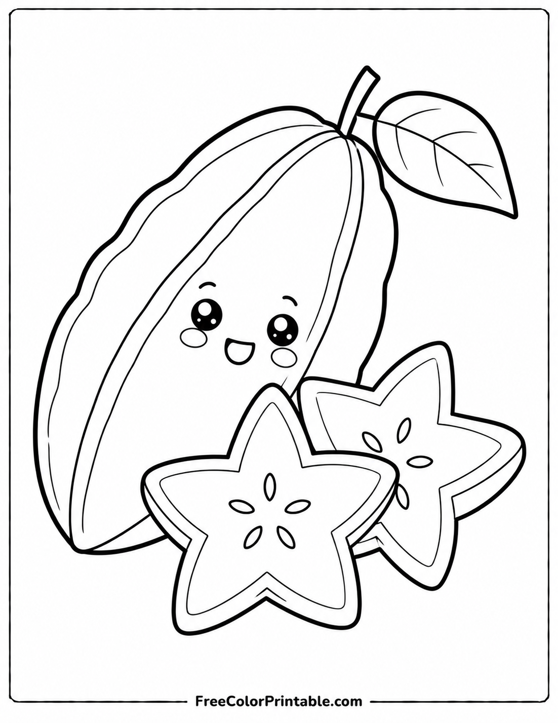 Kawaii starfruit coloring page Coloring Page — Free Printable — free printable coloring page
